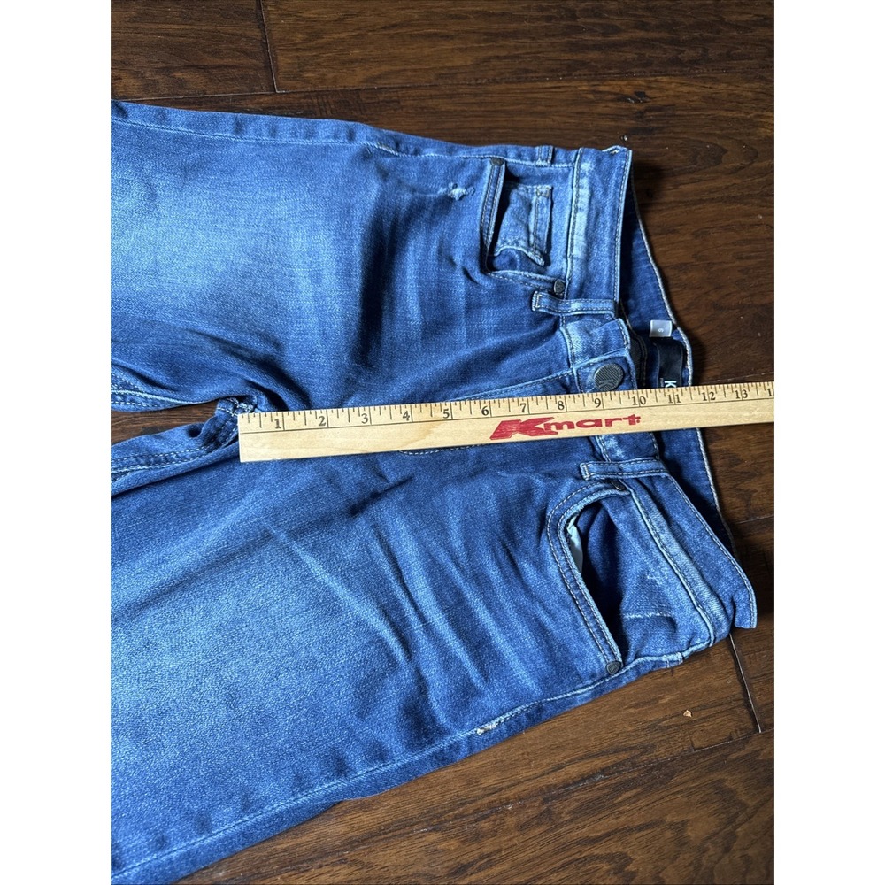 KUT Jeans Womens 6 blue color block Straight Distressed Detailing Fun SOHO BOHO - Picture 10 of 13